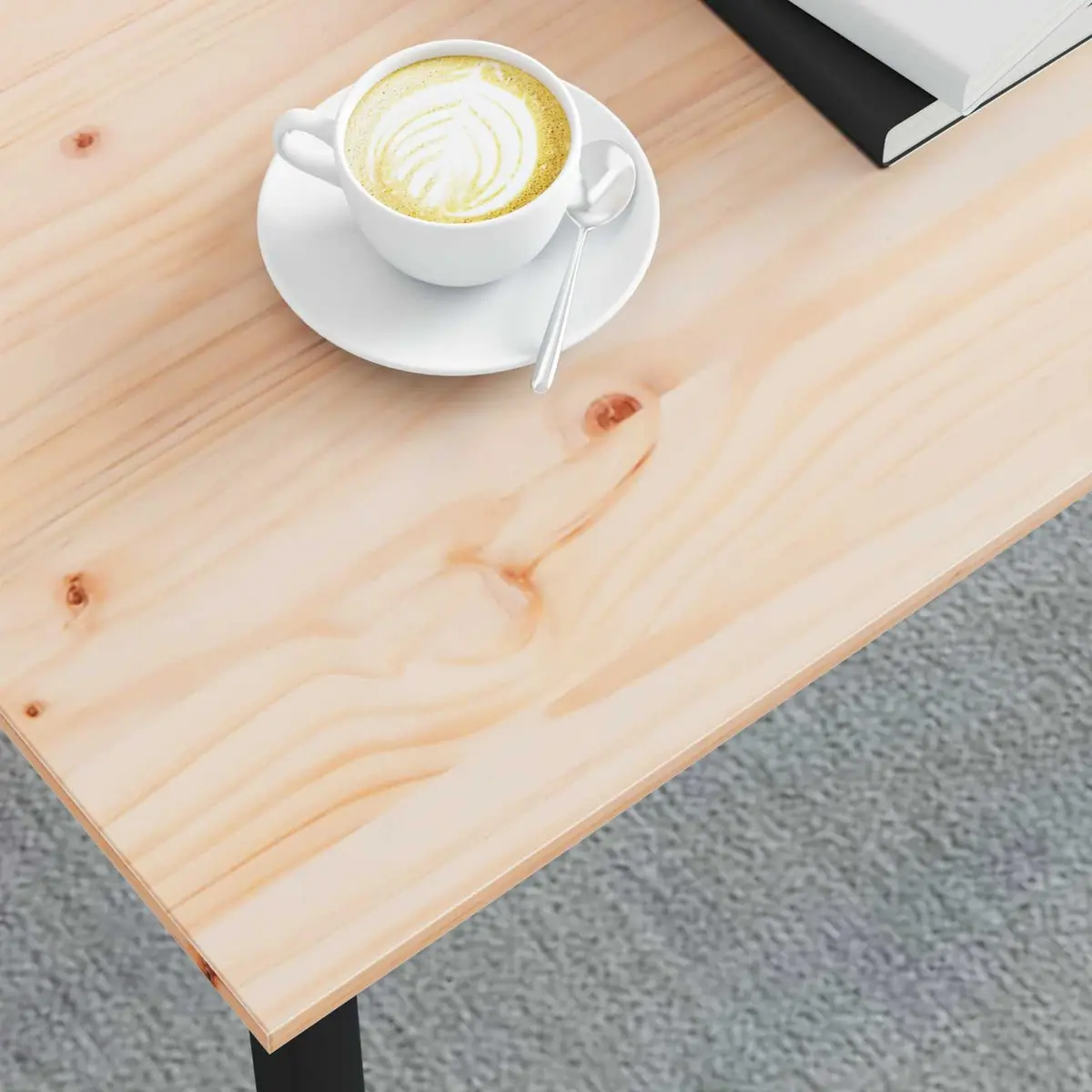 Pine Wood Coffee Table with Metal Legs