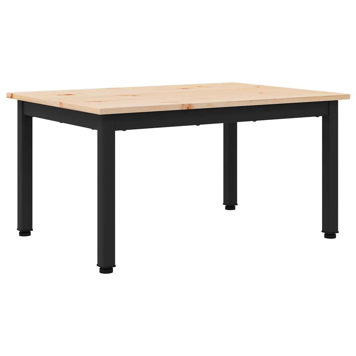 Pine Wood Coffee Table with Metal Legs