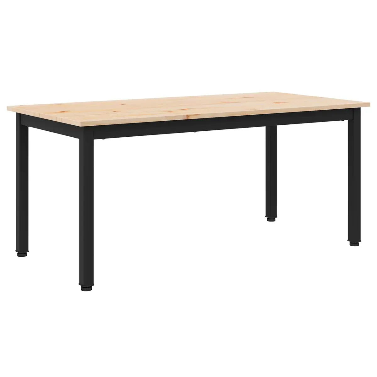 Solid Pine Wood Coffee Table with Metal Legs