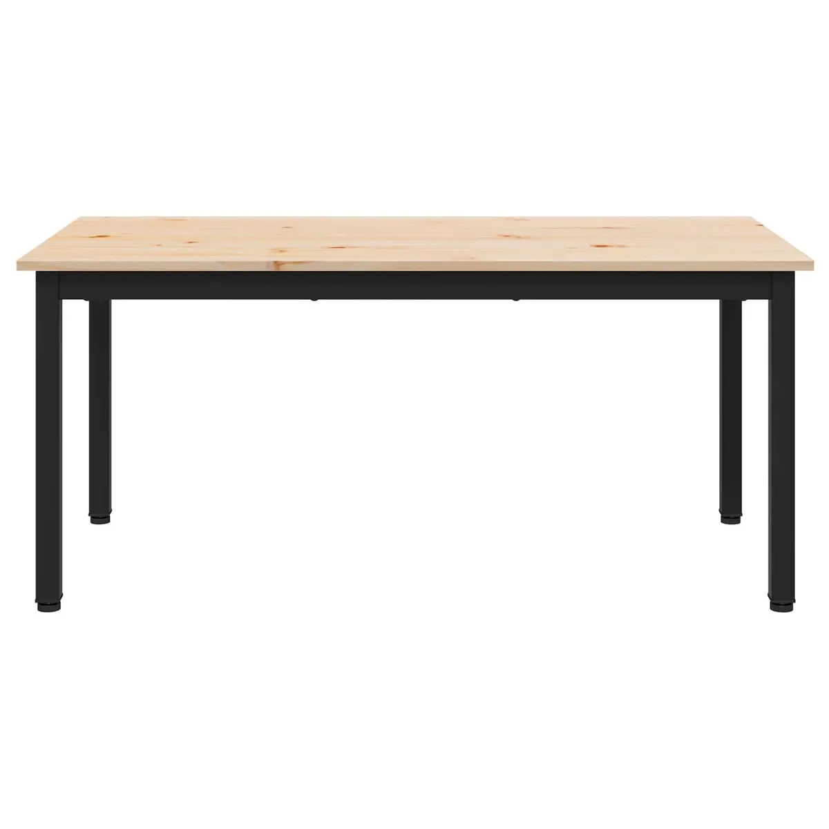Solid Pine Wood Coffee Table with Metal Legs
