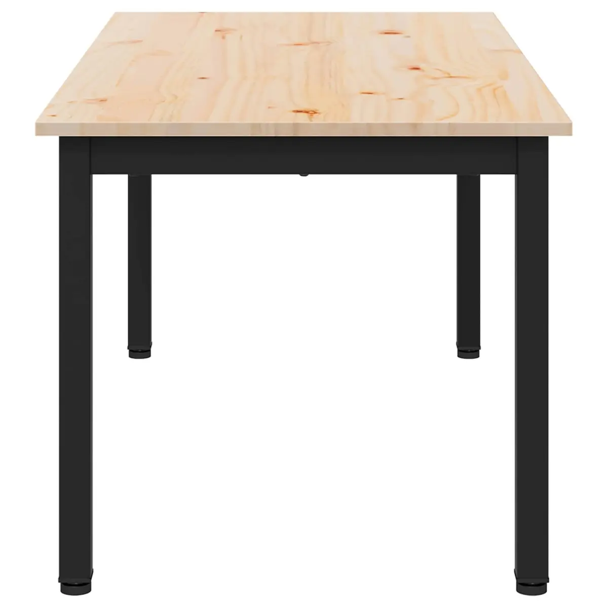 Solid Pine Wood Coffee Table with Metal Legs
