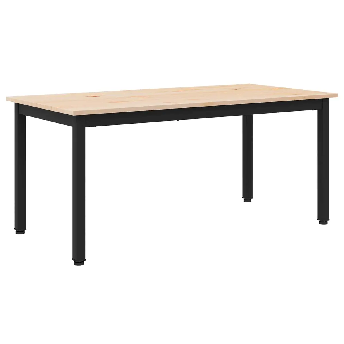 Solid Pine Wood Coffee Table with Metal Legs