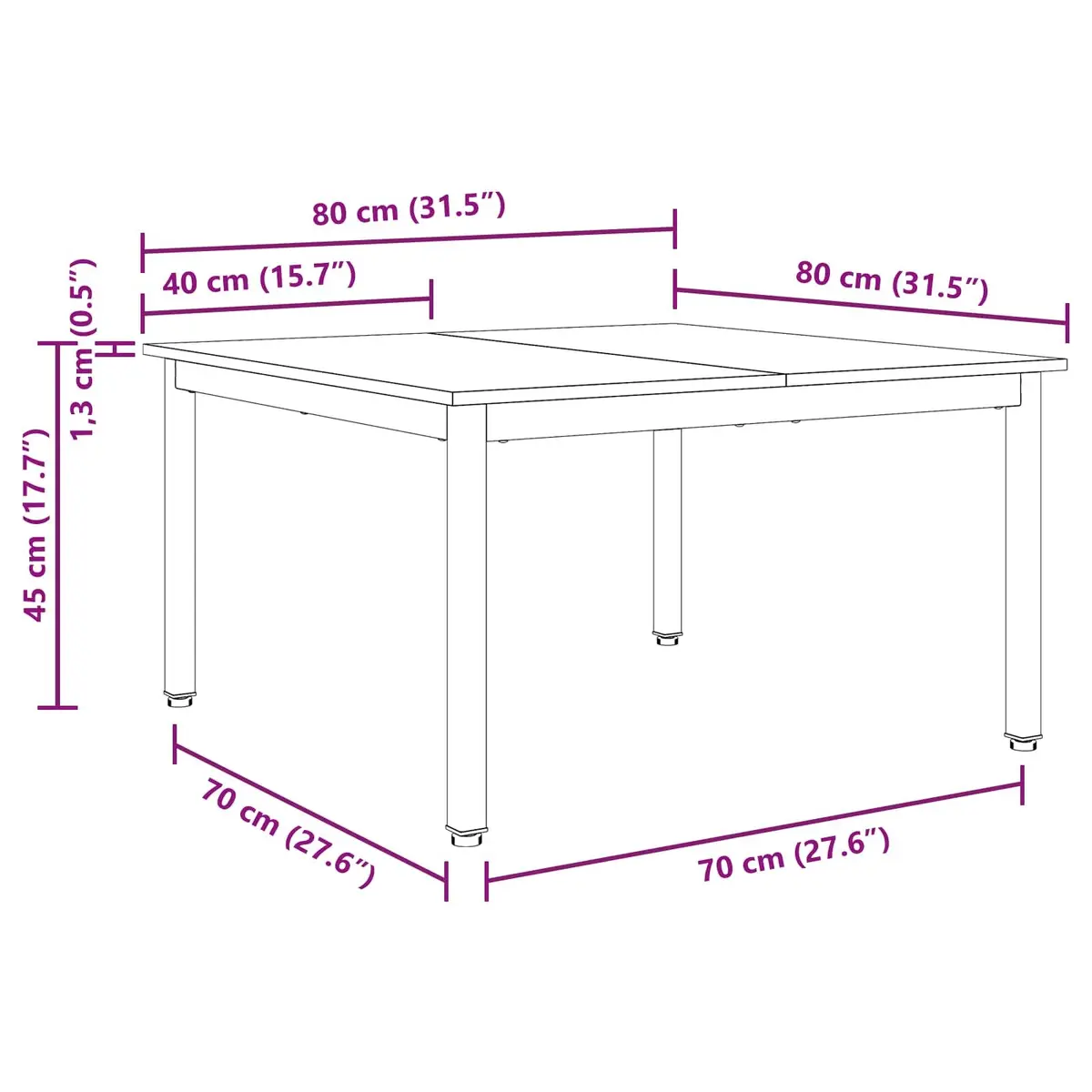 Coffee Table Modern Brown 80x80x45cm Solid Pine Wood