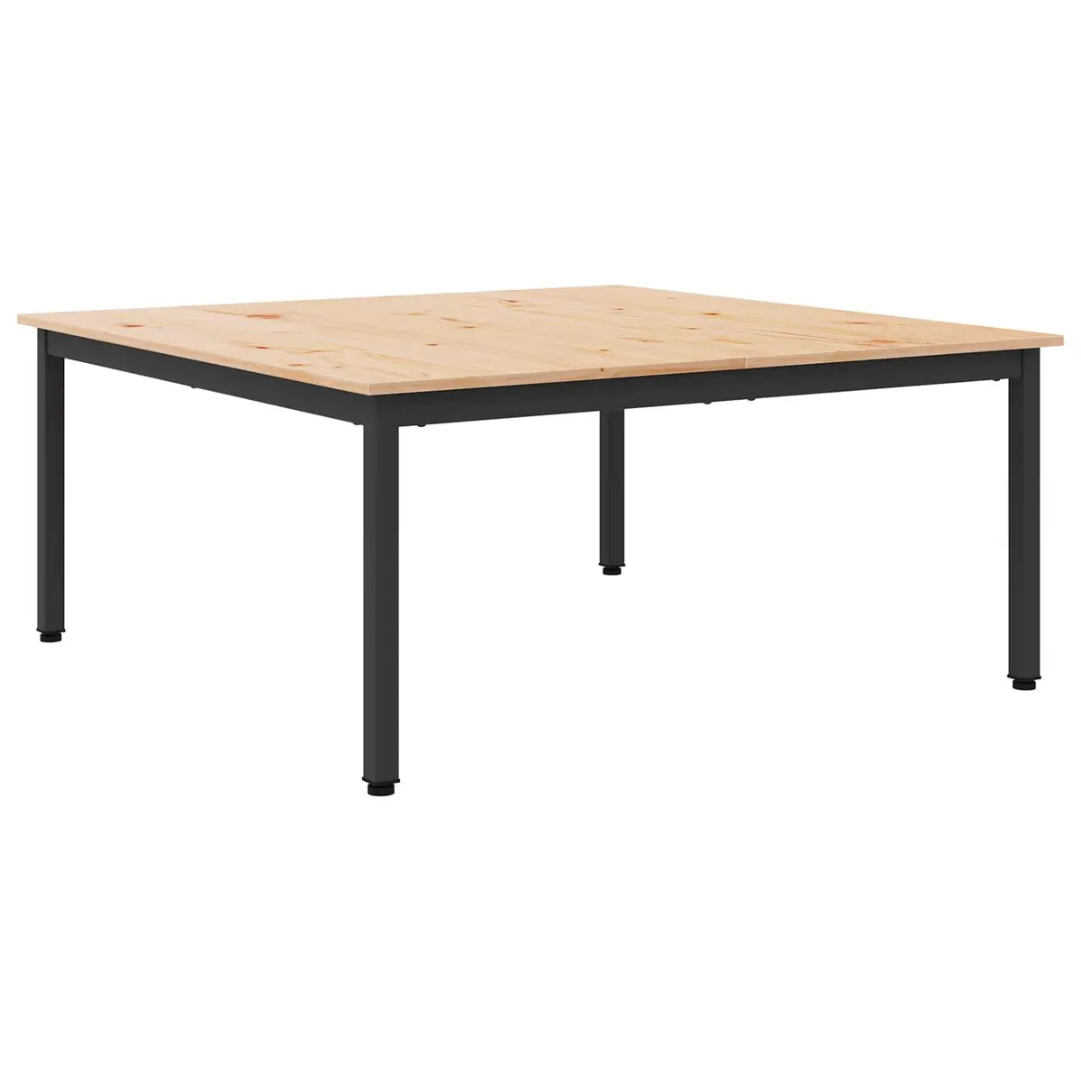 Square Coffee Table with Solid Pine Top and Metal Legs