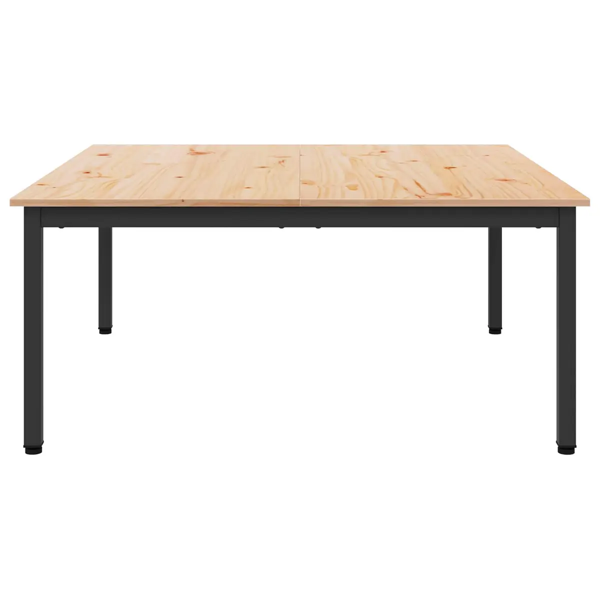 Square Coffee Table with Solid Pine Top and Metal Legs
