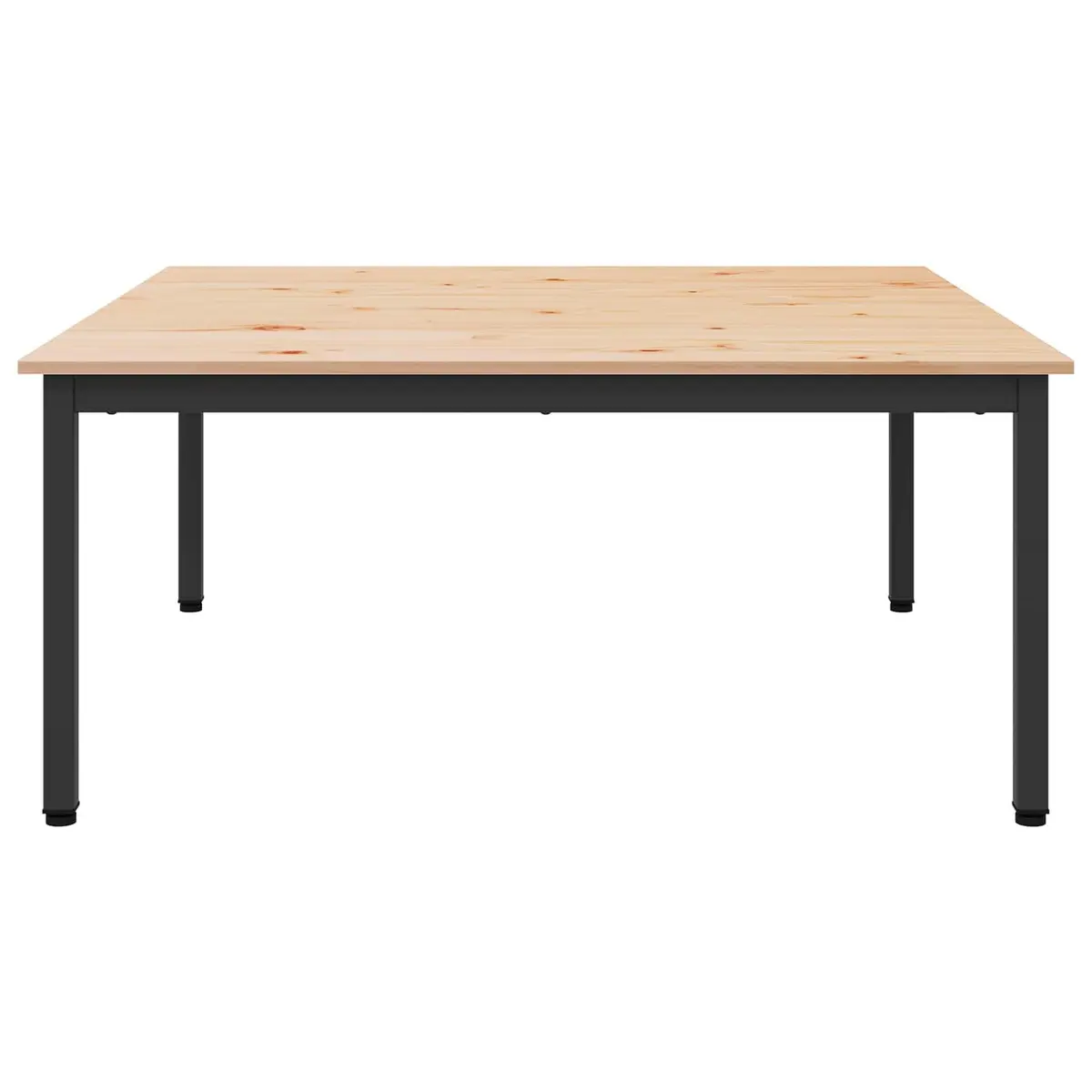 Square Coffee Table with Solid Pine Top and Metal Legs