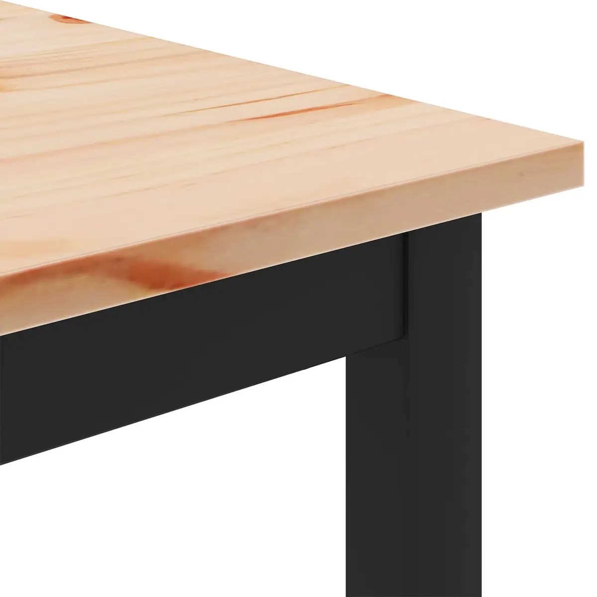 Square Coffee Table with Solid Pine Top and Metal Legs