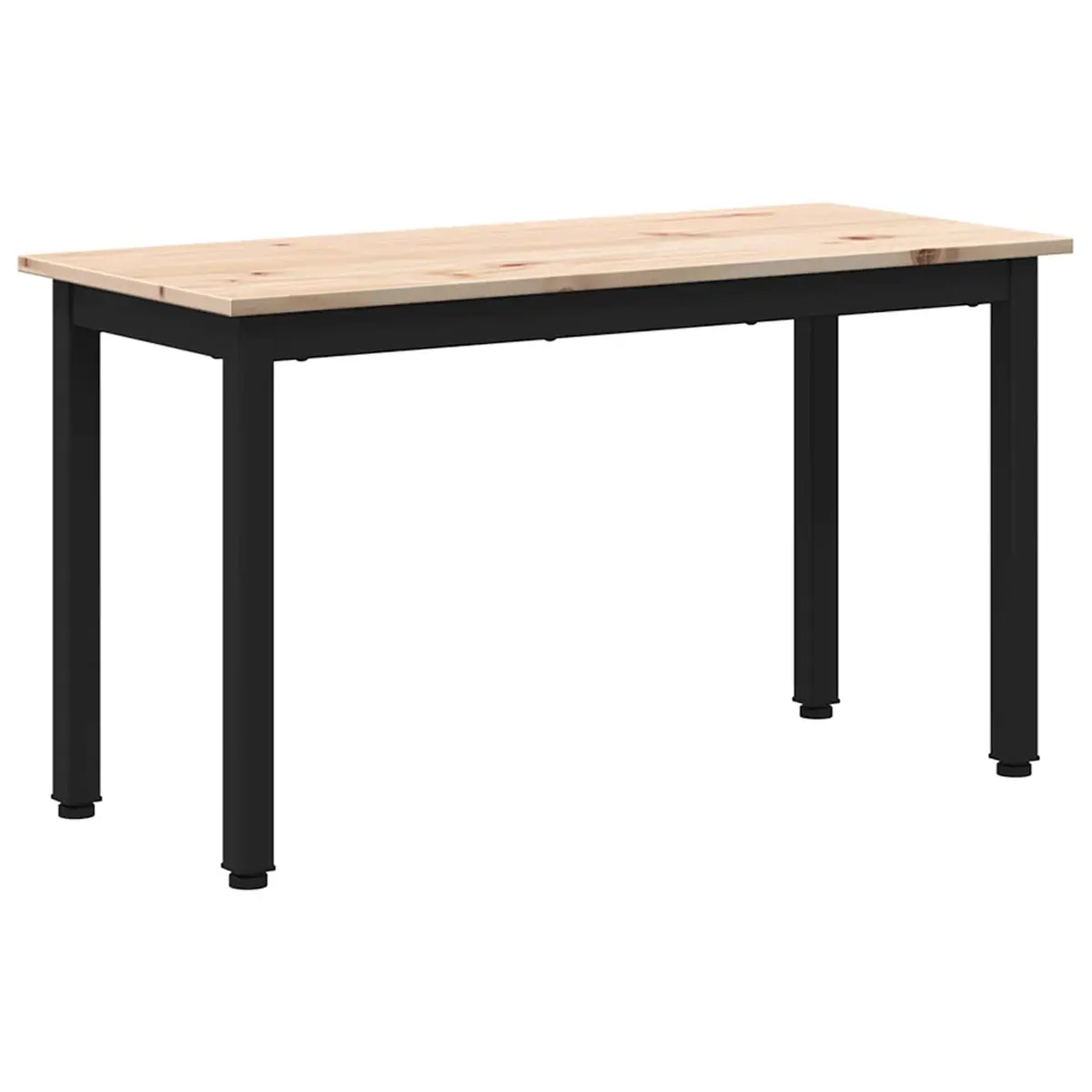 Solid Pine Wood Bench Natural Brown 80x35x45cm Metal Legs Indoor Outdoor Seating