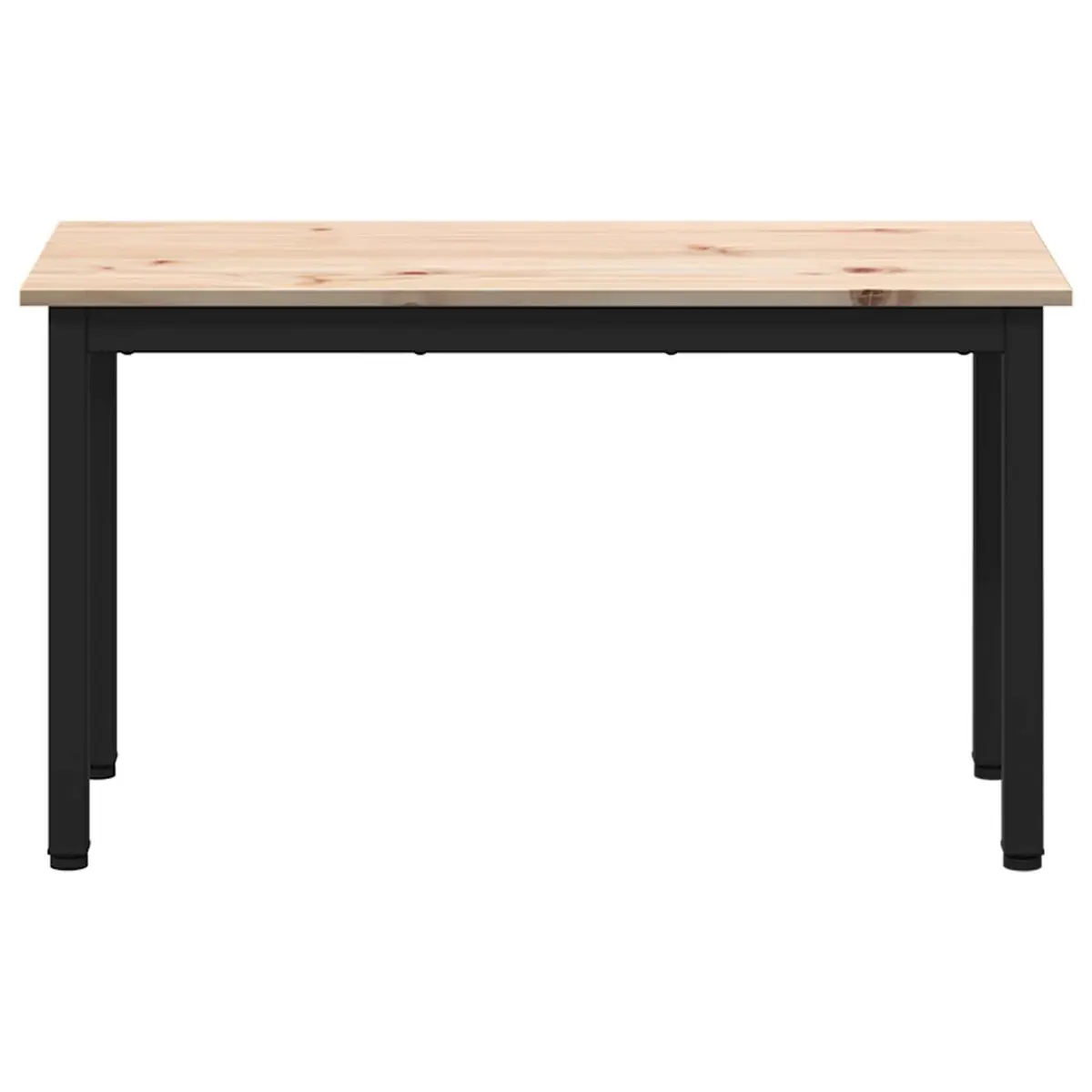 Solid Pine Wood Bench Natural Brown 80x35x45cm Metal Legs Indoor Outdoor Seating