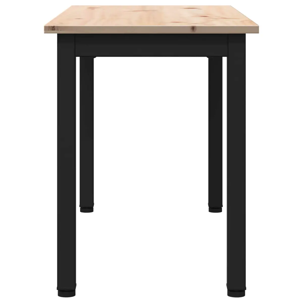 Solid Pine Wood Bench Natural Brown 80x35x45cm Metal Legs Indoor Outdoor Seating