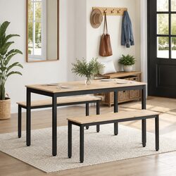 Natural Brown Solid Pine Wood Bench 110x35x45cm