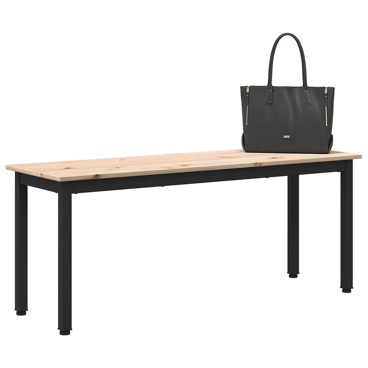 Natural Brown Solid Pine Wood Bench 110x35x45cm