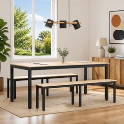 Natural Solid Pine Wood Bench for Dining and Patio 160cm