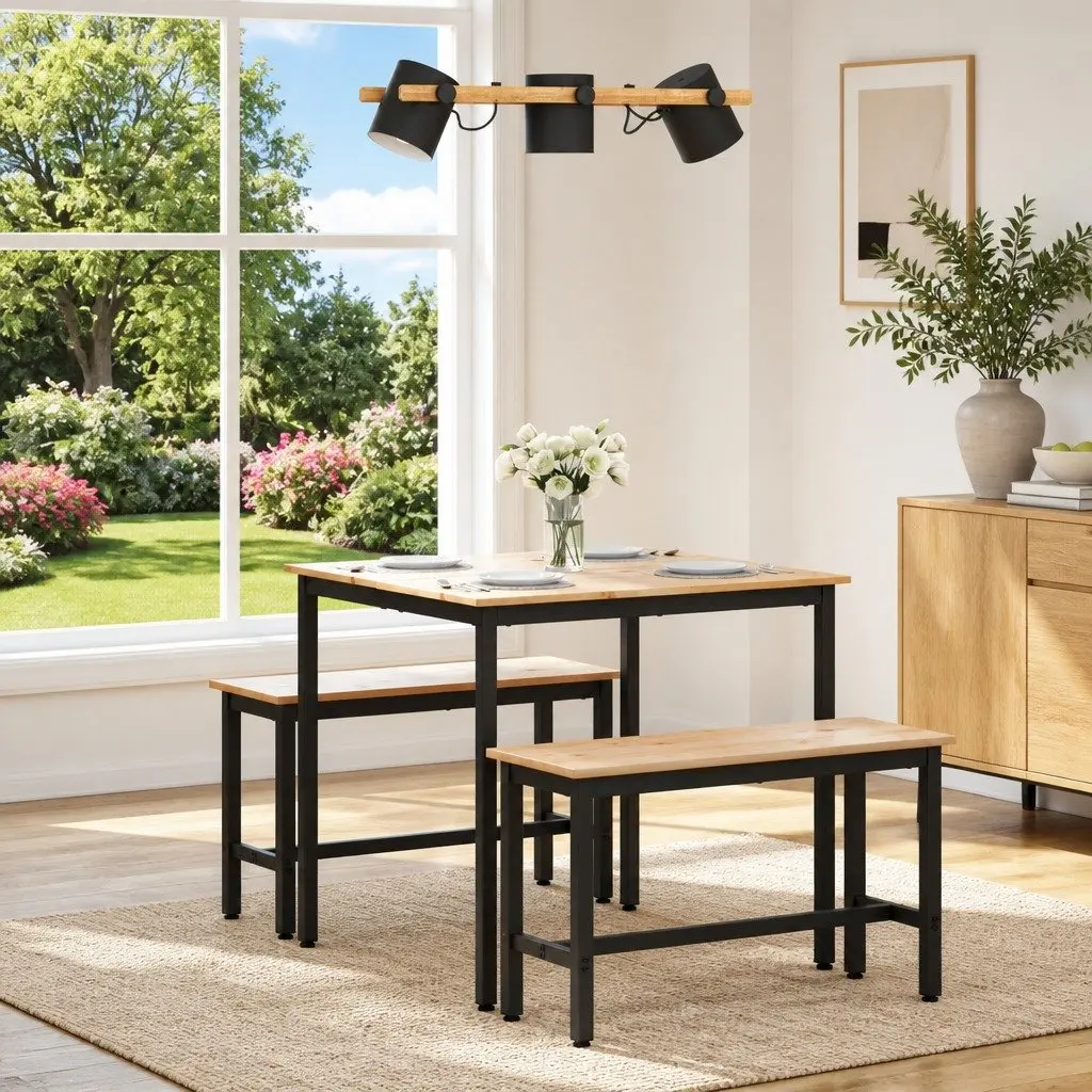 Square Dining Table 80x80x75cm in Natural Wood