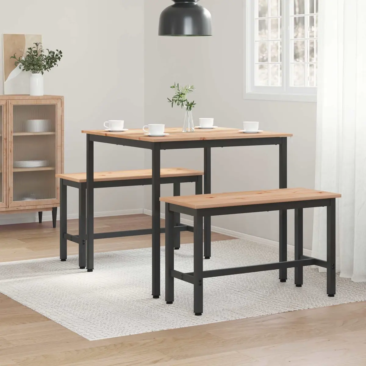 Square Dining Table 80x80x75cm in Natural Wood
