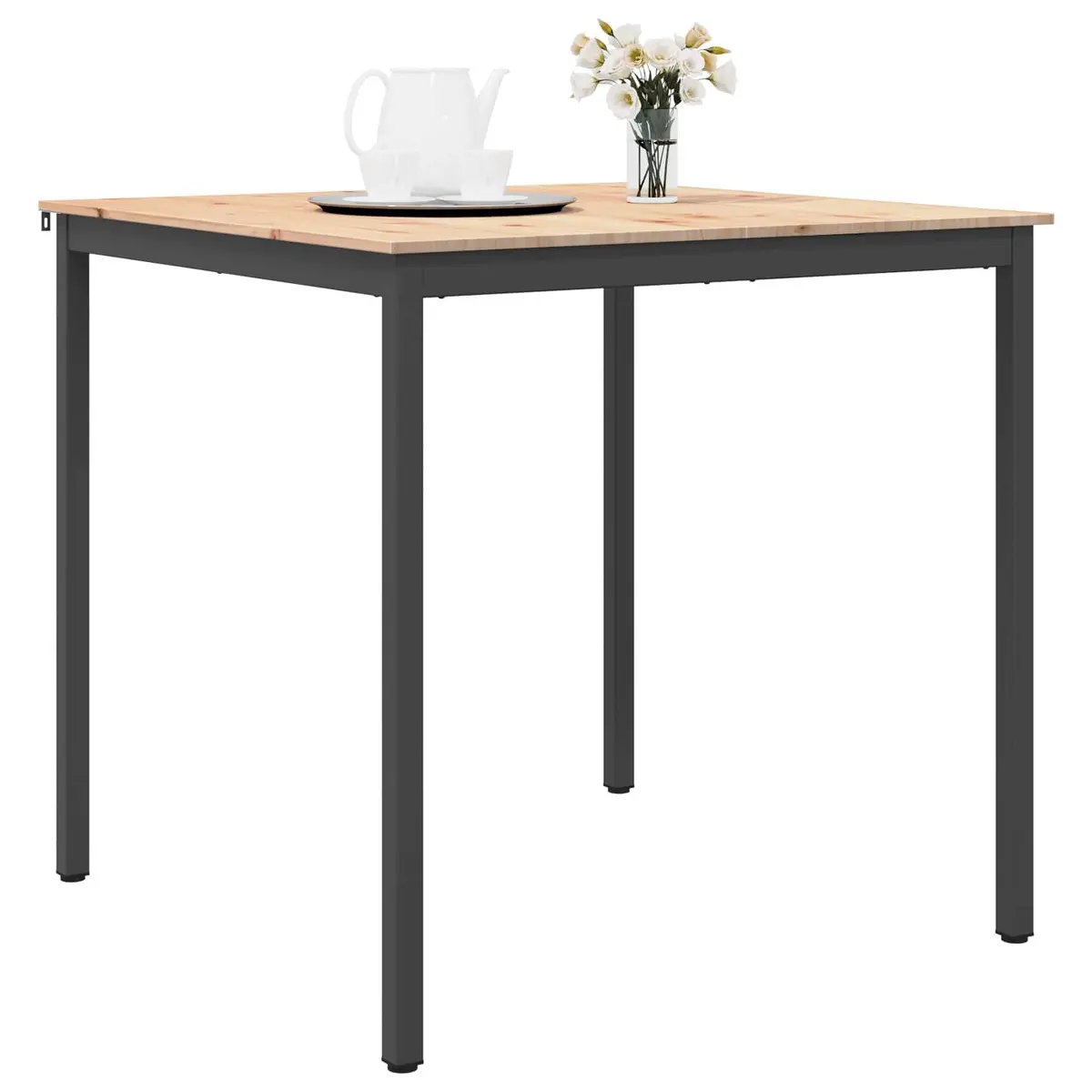 Solid Pine Wood Bar Table with Metal Legs 110cm