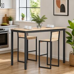 Natural Brown Solid Pine Bar Table for Dining Spaces
