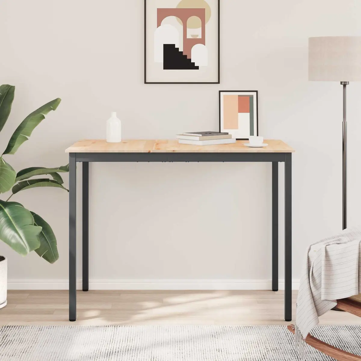 Natural Brown Solid Pine Bar Table for Dining Spaces