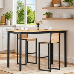Solid Pine Wood Bar Table with Metal Legs 150x80x105cm