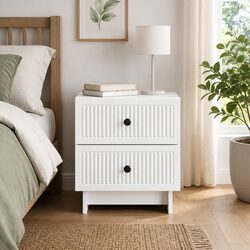 Vintage-Inspired White Nightstand with Storage