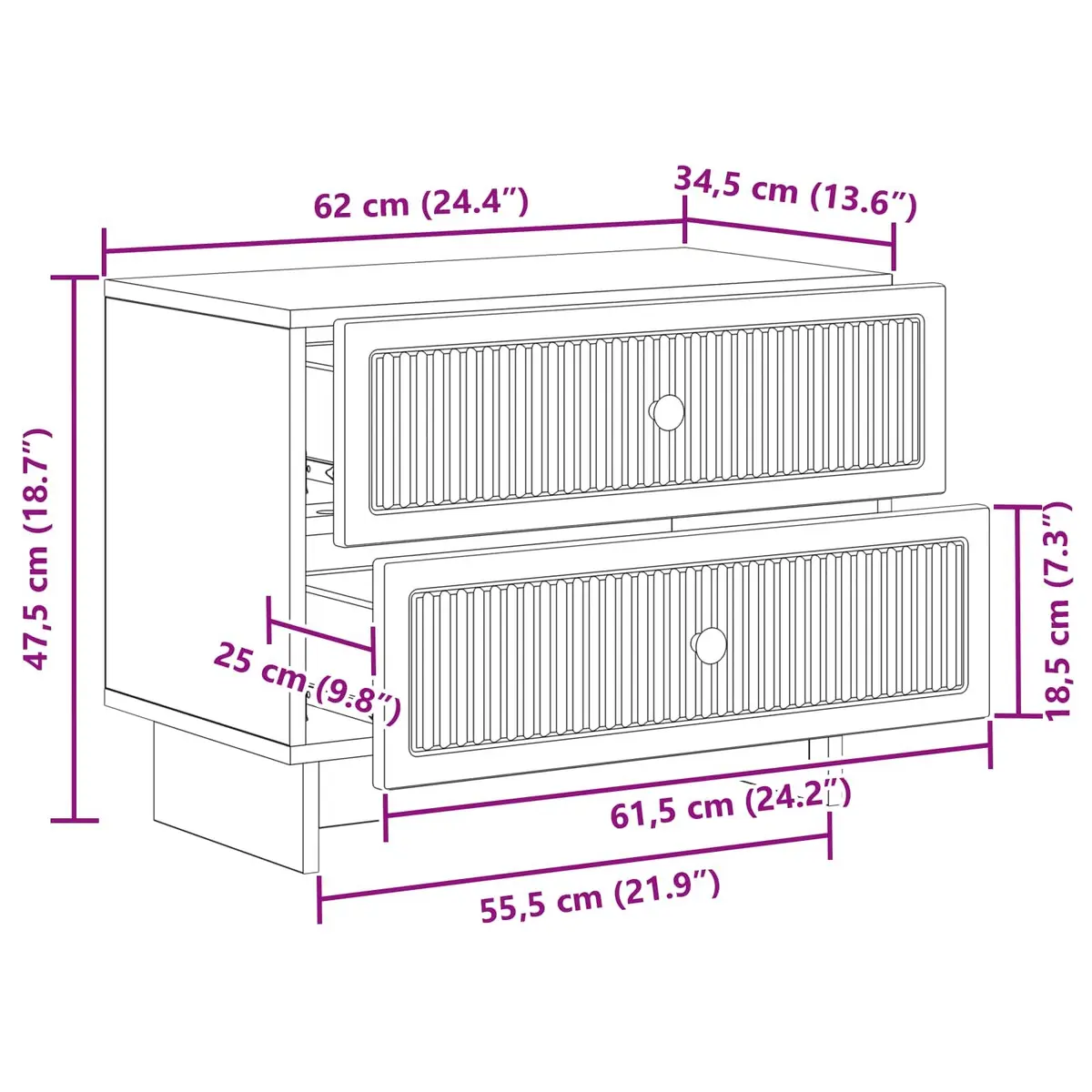 Bedside Cabinet White Modern Storage Table Nightstand Bedroom Furniture