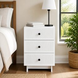 White Bedside Cabinet with Drawers 43x41x66.5cm