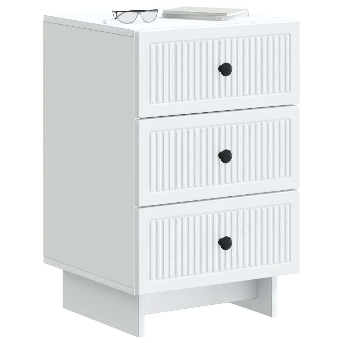 White Bedside Cabinet with Drawers 43x41x66.5cm