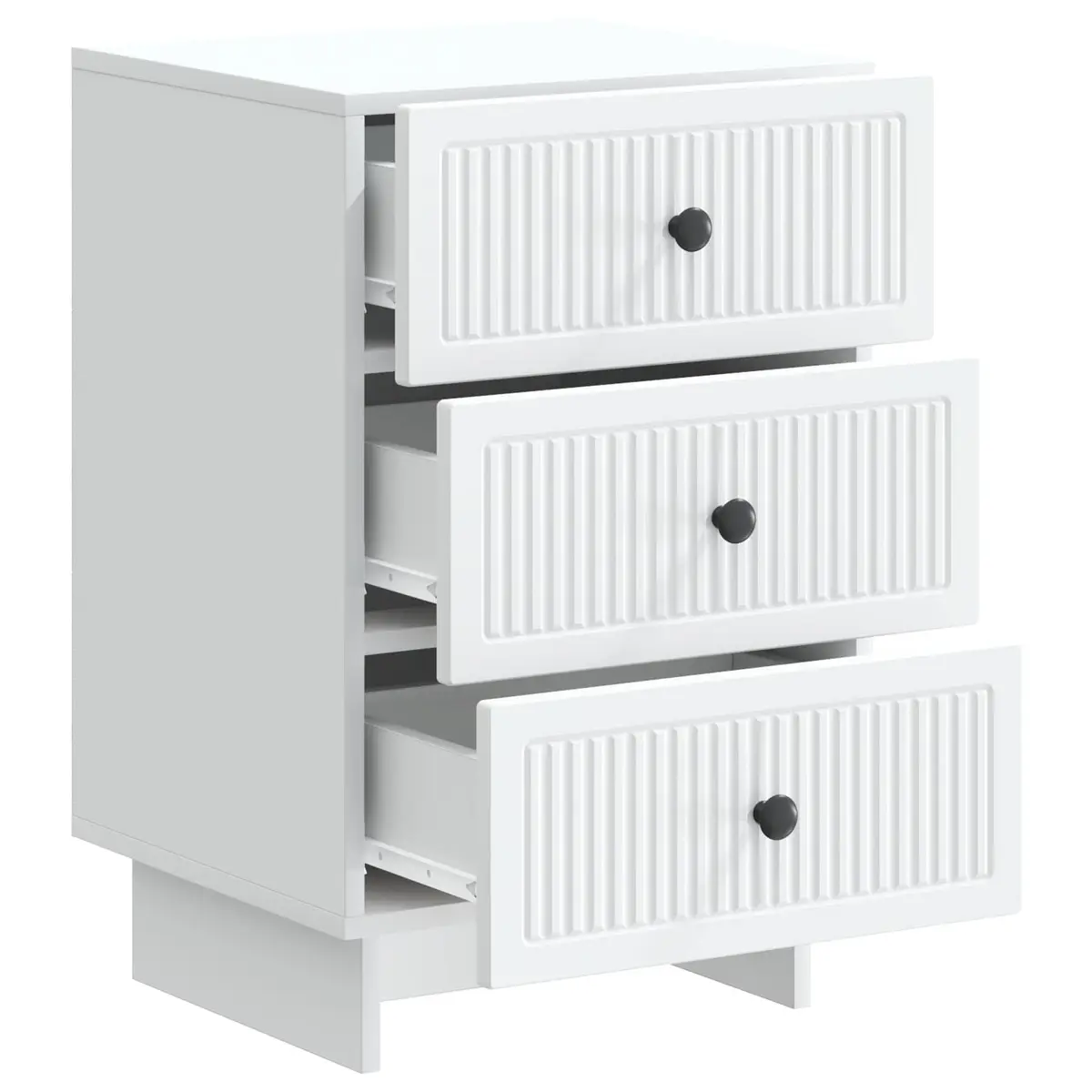 White Bedside Cabinet with Drawers 43x41x66.5cm