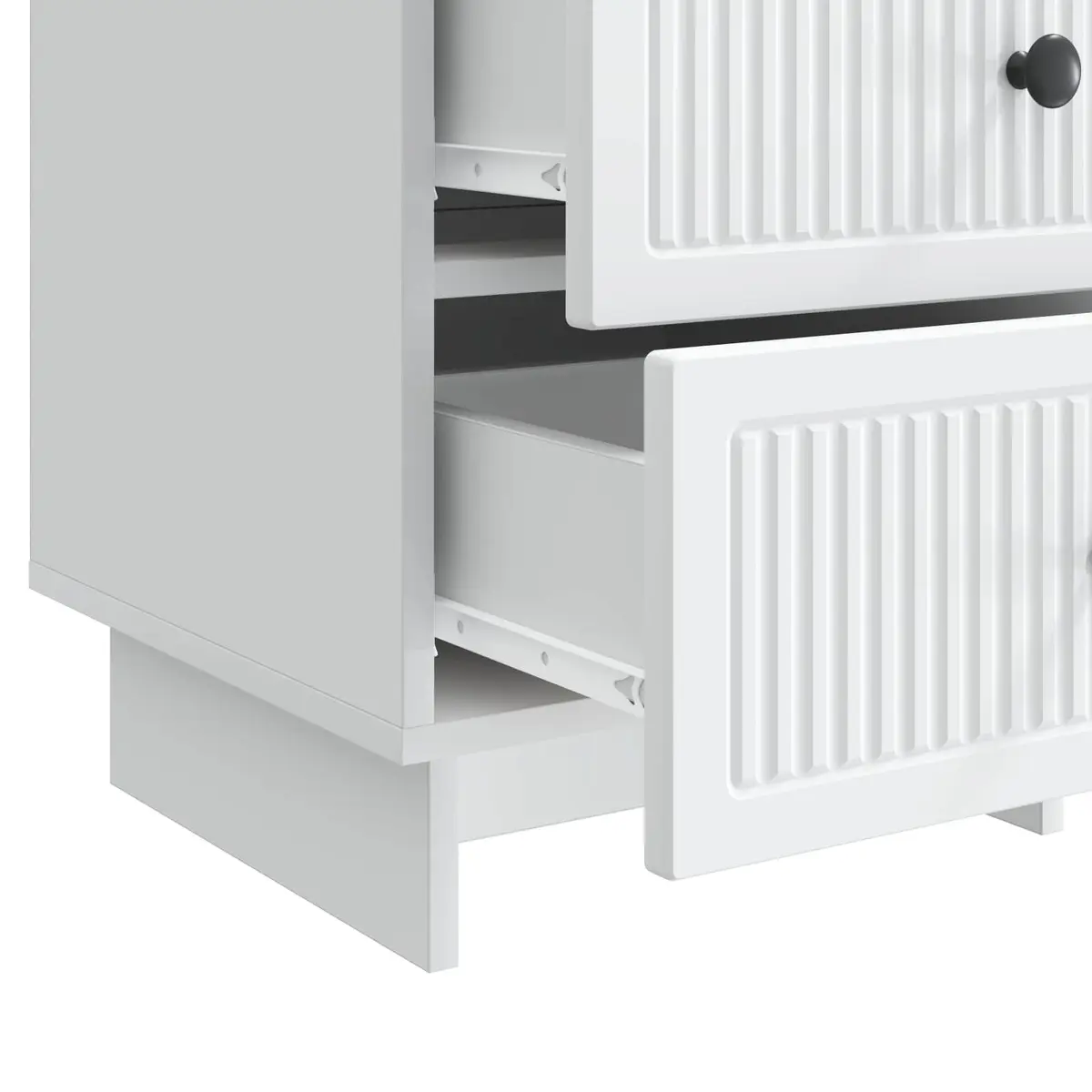 White Bedside Cabinet with Drawers 43x41x66.5cm