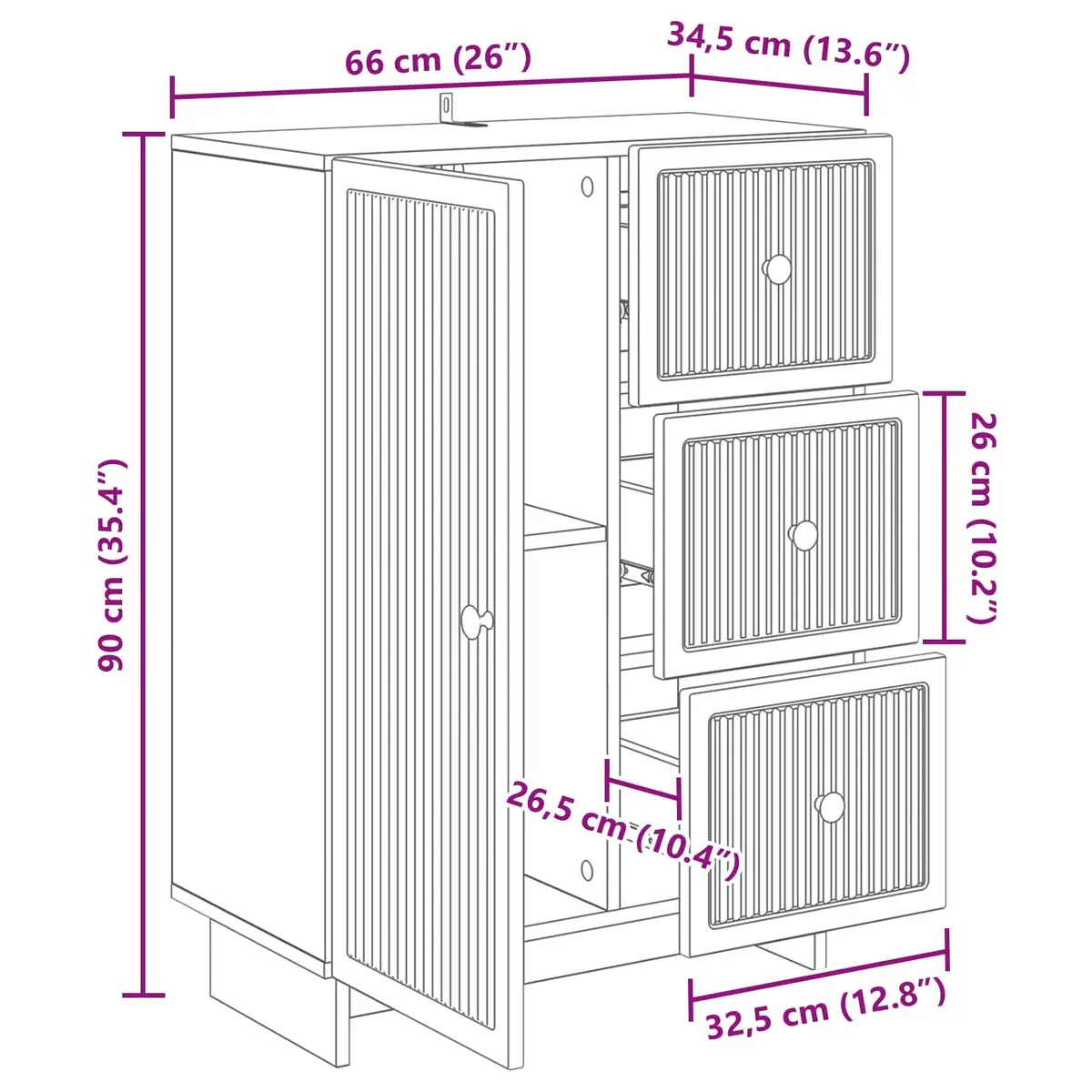 White Sideboard Storage Cabinet for Living Areas