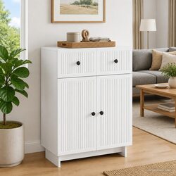 White Sideboard 66x34.5x90cm Storage Cabinet