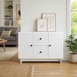 Modern White Sideboard Storage Cabinet with Drawers