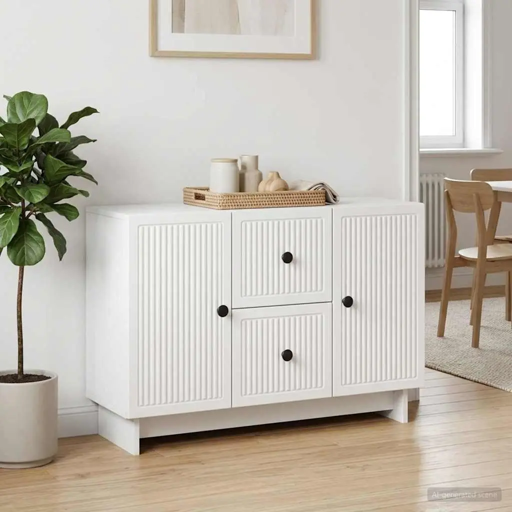 White Sideboard Storage Cabinet with Drawers