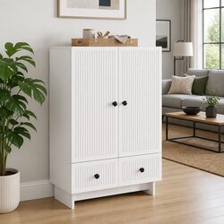 Elegant White Sideboard Storage Cabinet with Drawers