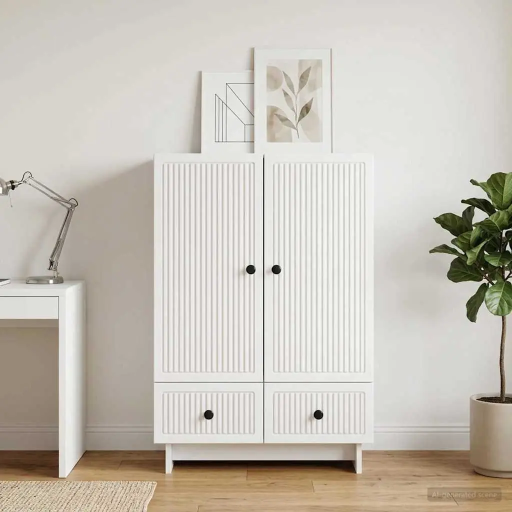 White Sideboard Storage Cabinet with Drawers
