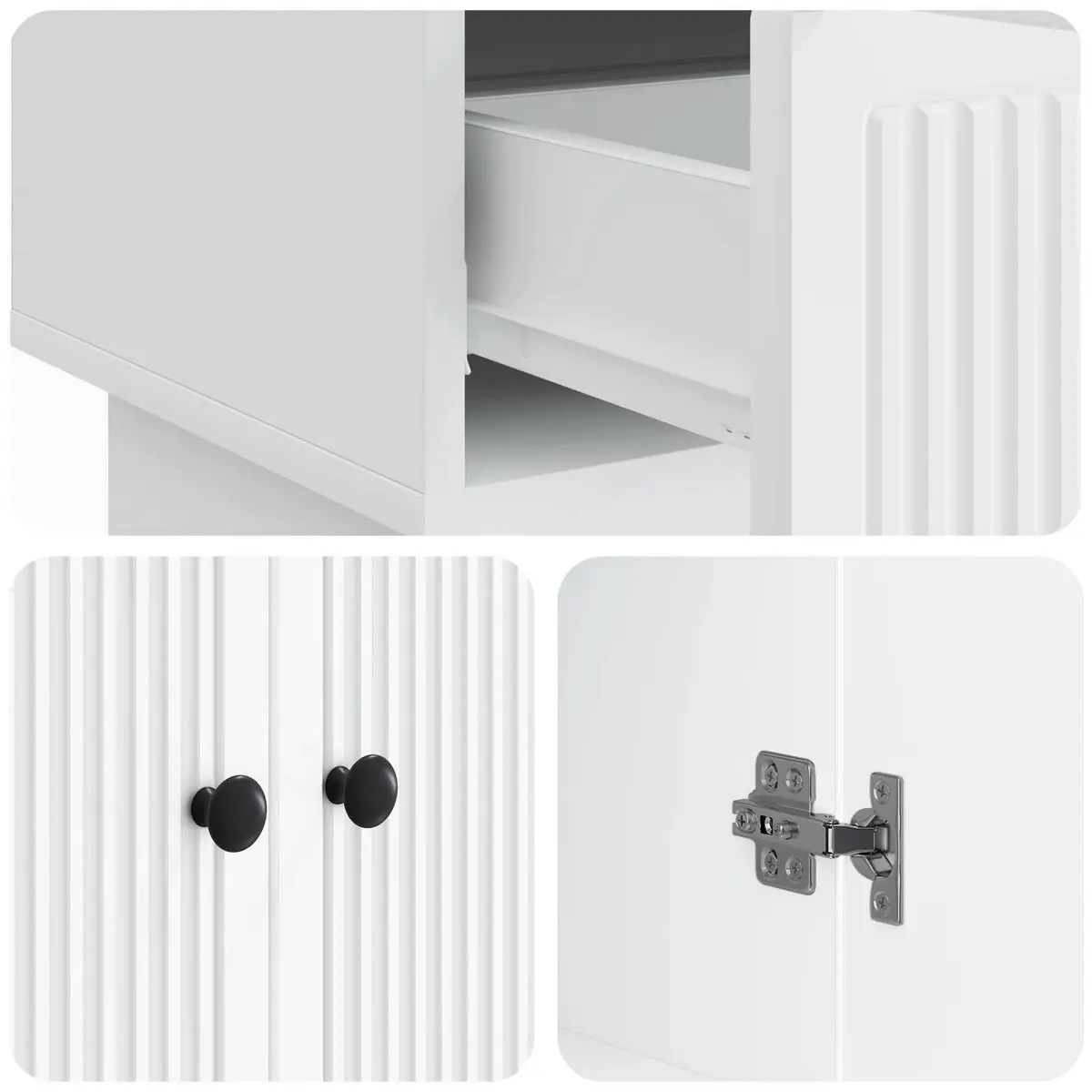 White Sideboard Storage Cabinet with Drawers