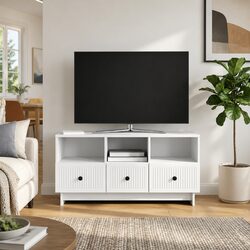 Modern White TV Cabinet with Drawer for Living Rooms