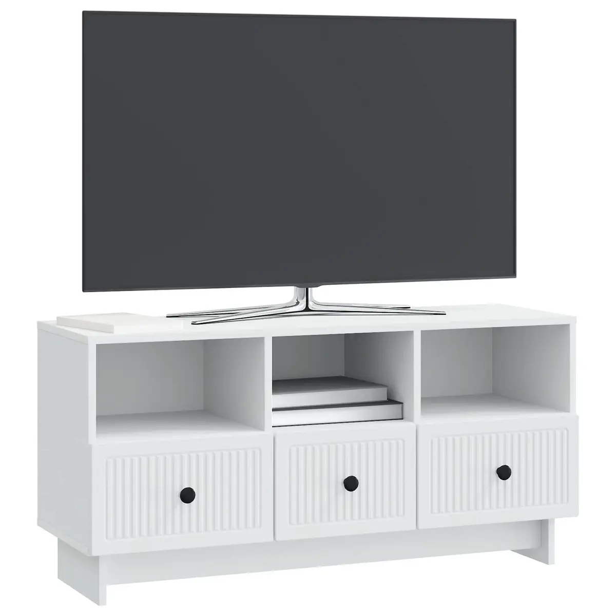 White TV Cabinet with Drawer for Living Rooms