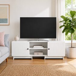 Elegant White TV Cabinet in Vintage Style 150 x 31 x 50 cm