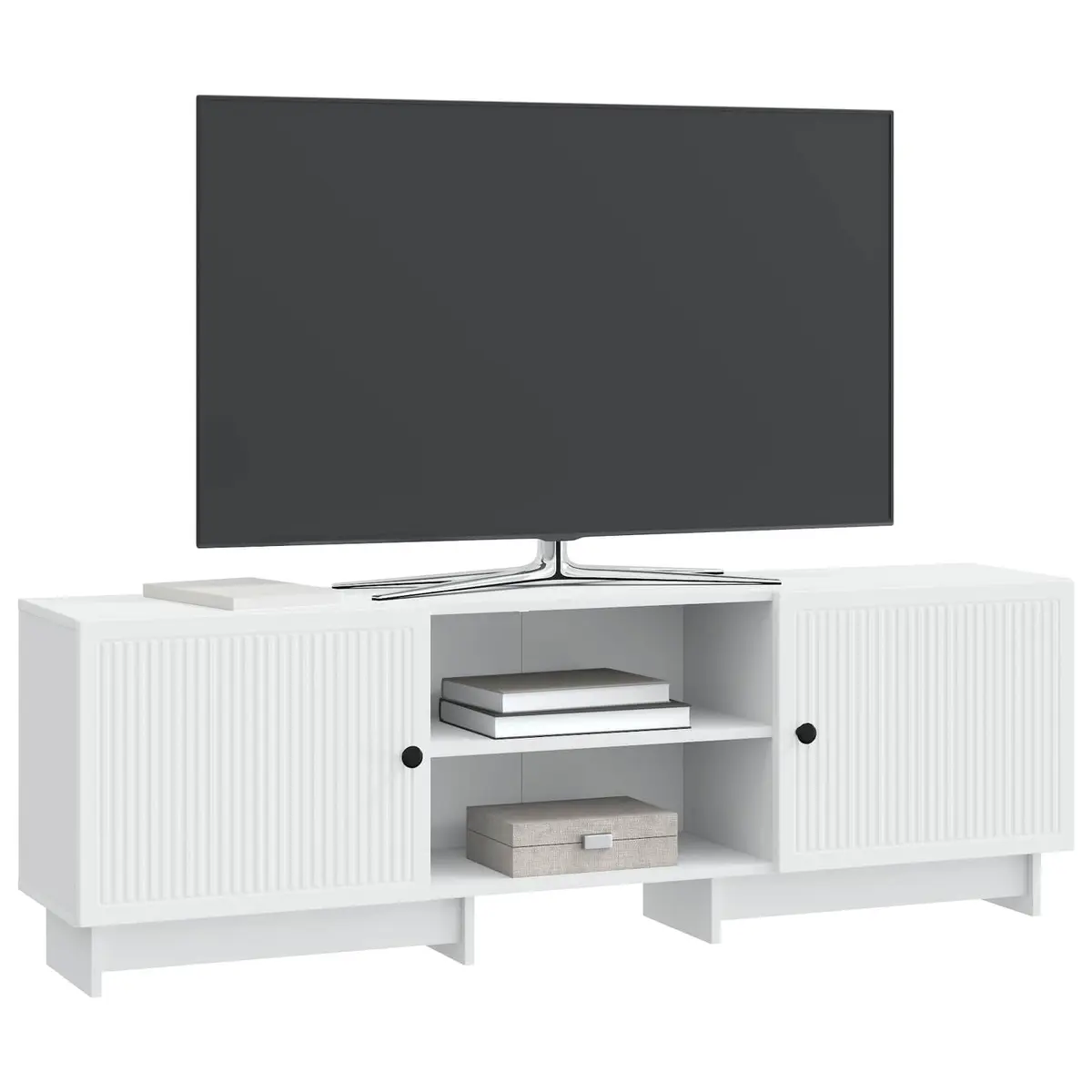 White TV Cabinet in Vintage Style 150 x 31 x 50 cm