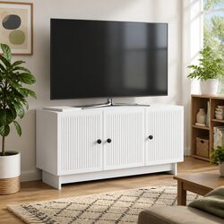 Modern White TV Cabinet for Living Room Storage