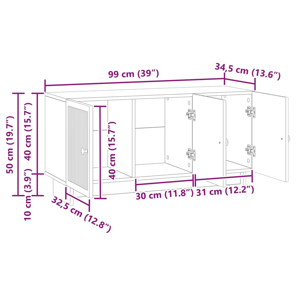 White TV Cabinet for Living Room Storage