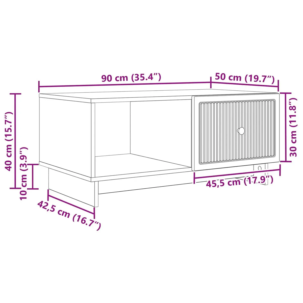 White Rectangular Coffee Table with Storage