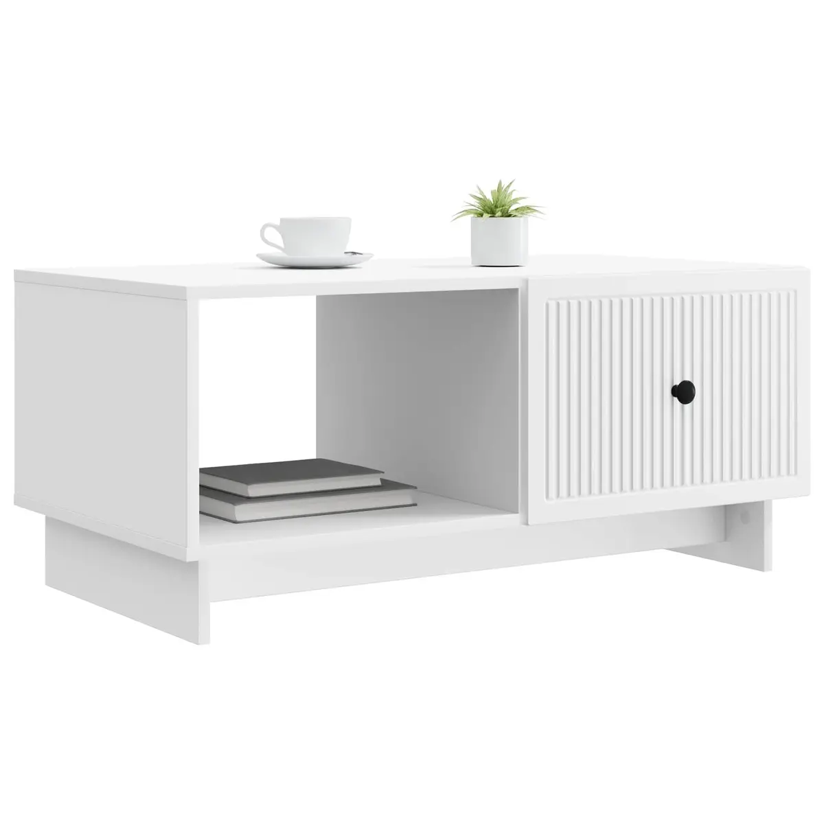 White Rectangular Coffee Table with Storage