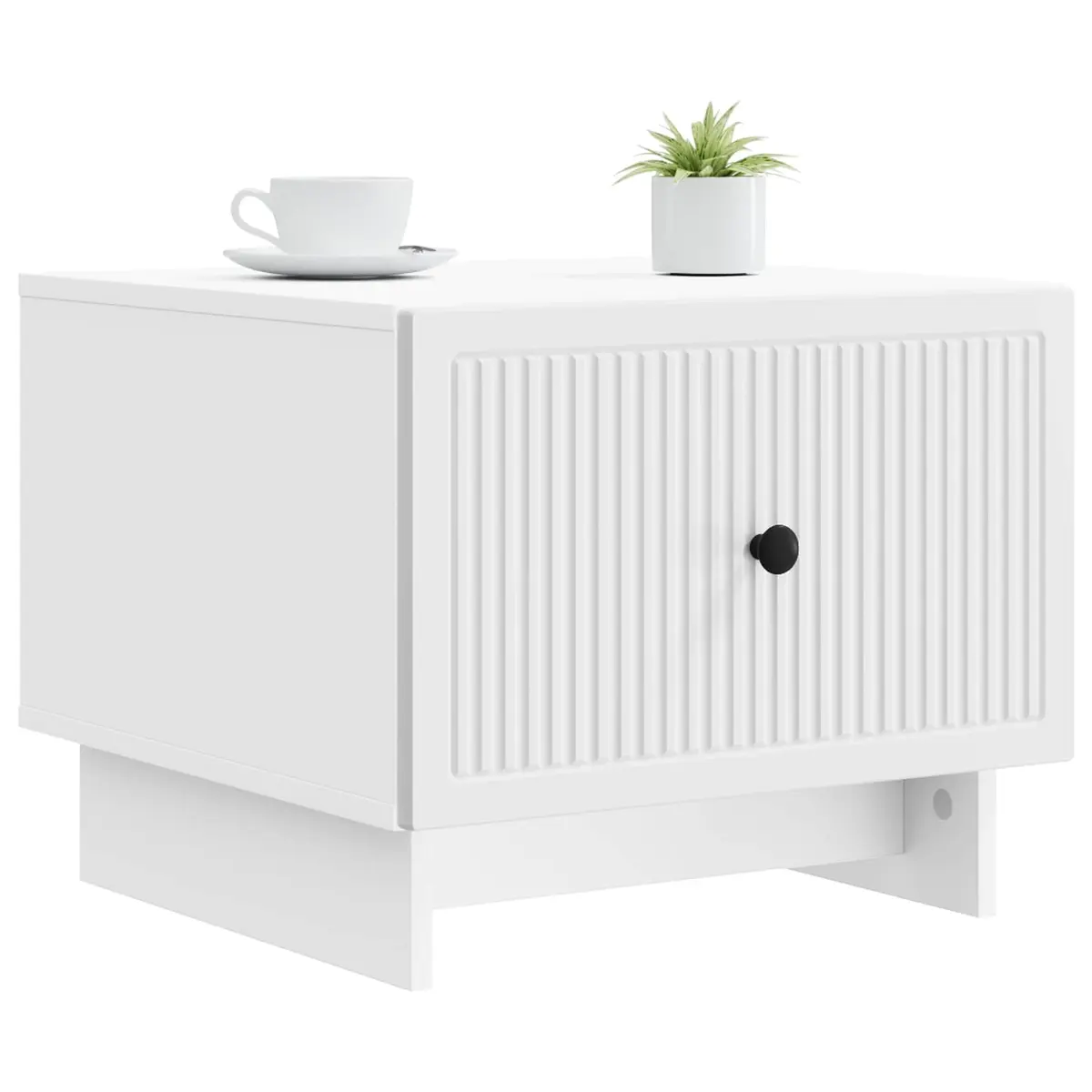 White Stripe Coffee Table with Drawer