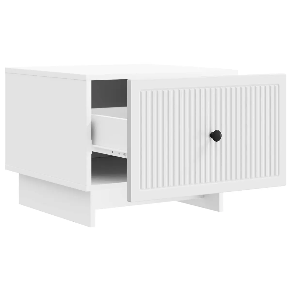 White Stripe Coffee Table with Drawer