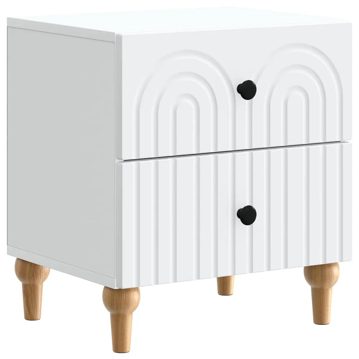 White Bedside Cabinet with Storage Drawers 43 x 34.5 x 48 cm