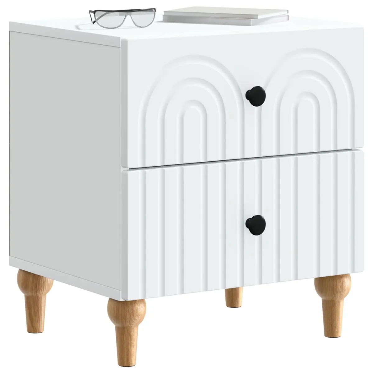 White Bedside Cabinet with Storage Drawers 43 x 34.5 x 48 cm