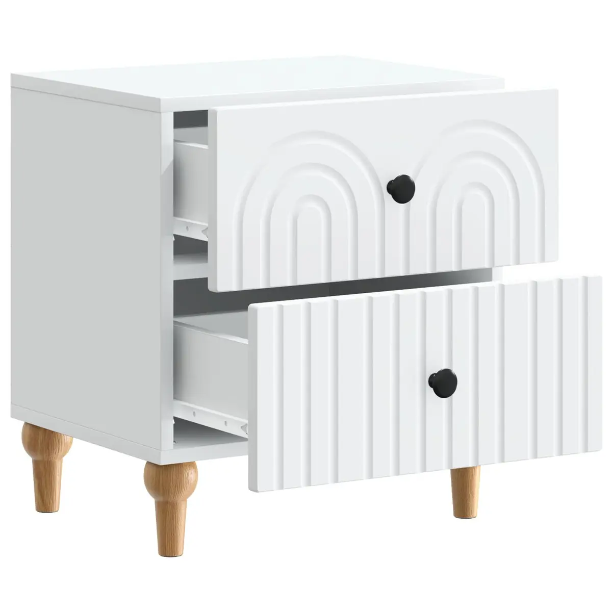 White Bedside Cabinet with Storage Drawers 43 x 34.5 x 48 cm