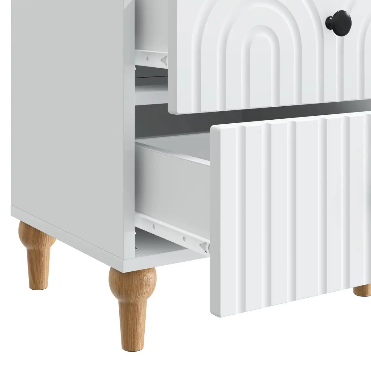 White Bedside Cabinet with Storage Drawers 43 x 34.5 x 48 cm